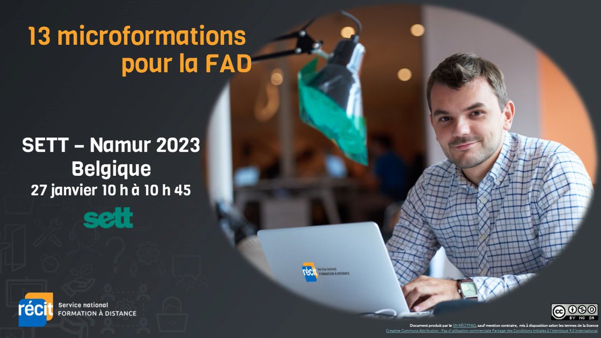 ÉDUCATION | Le RÉCITFAD invité à présenter l’atelier «13 microformations pour la FAD» à #SETTNamur en Belgique le 27 janvier! Pour plus d'info: sett-namur.be Au plaisir de vous y voir ! #Education #RecitQc #SETTNamur2023 #FAD