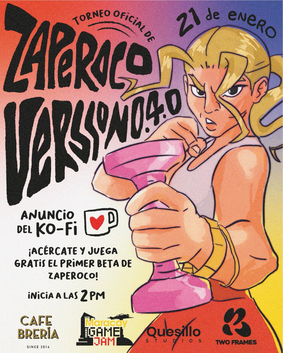 maracaygamejam's tweet photo. Recuerda mañana estaremos acompañando a nuestros amigos de @zaperocothegame, probando la nueva versión de su juego en la @lacafebreria 
;
;
¡Es gratis!¡Ven y acompáñanos!
;
;
;
#ggj23 #ggjMaracay #gameDev #videogame #indiegames #software #maracay #programación https://t.co/Tl7Xcw8EhB