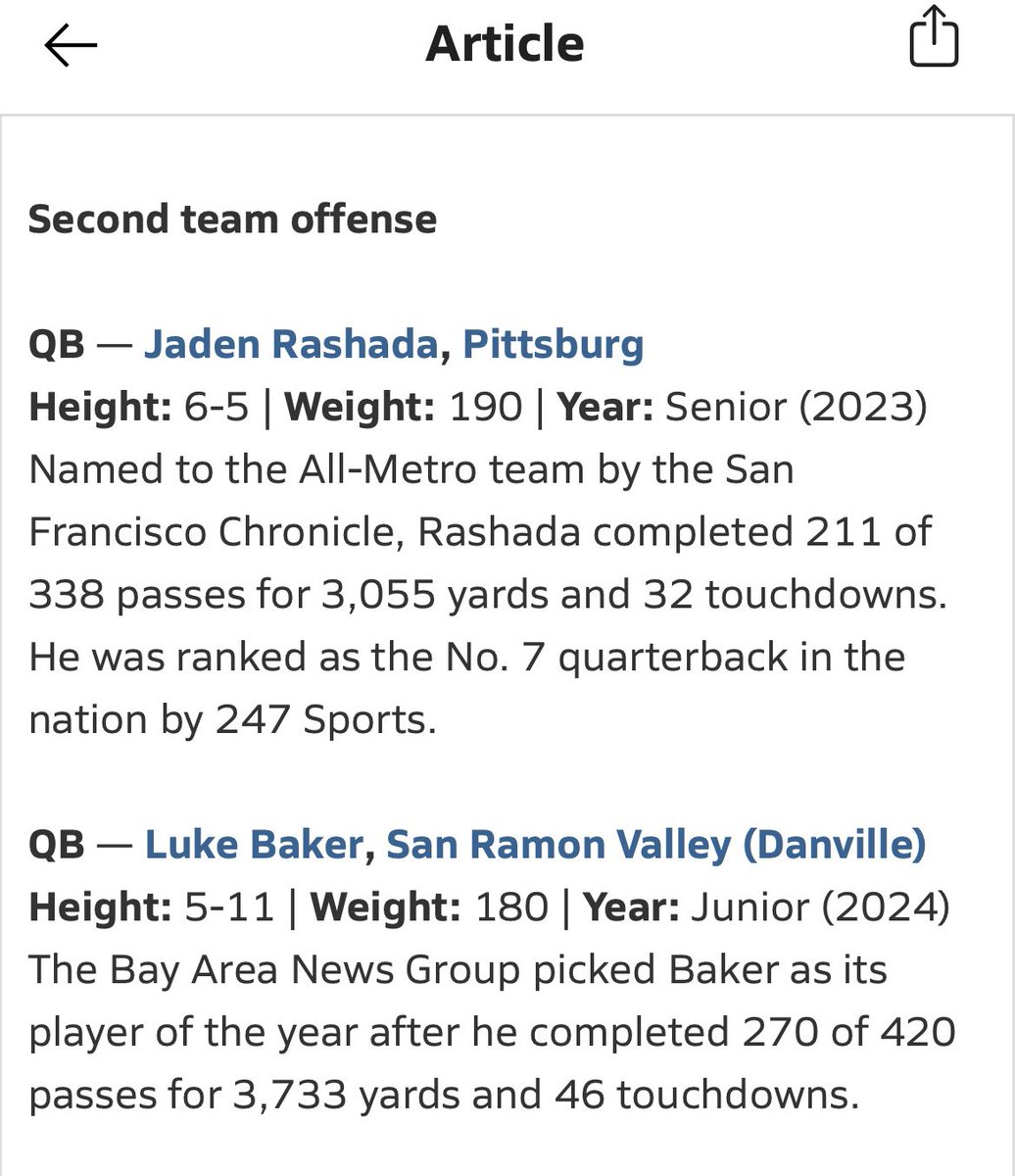 Honored to be recognized as <a href="/MaxPreps/">MaxPreps</a>’ California All-State 2nd Team QB as a junior.  <a href="/Zack_Poff_MP/">Zack Poff</a>