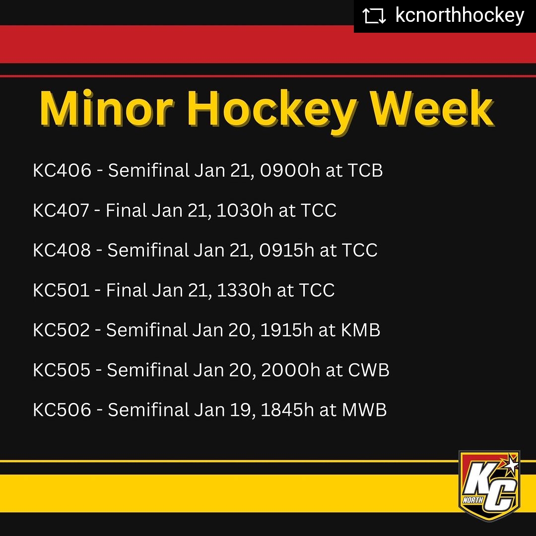KofCHockey's tweet photo. Good luck to these #kcnorth teams as they keep battling towards gold in #QEMHW. Let's get out there and cheer them on! #LetsGoKC https://t.co/ii8JVo6jBb