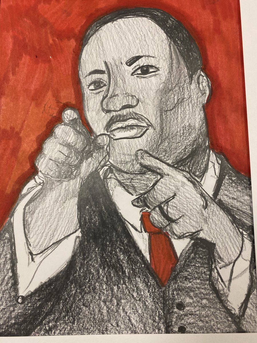 GLECART's tweet image. So proud of my Middle School Artists’ portraits of Dr. Martin Luther King. ⁦@GLECPVA⁩ ⁦@chandelart⁩ ⁦@HISDFineArt⁩