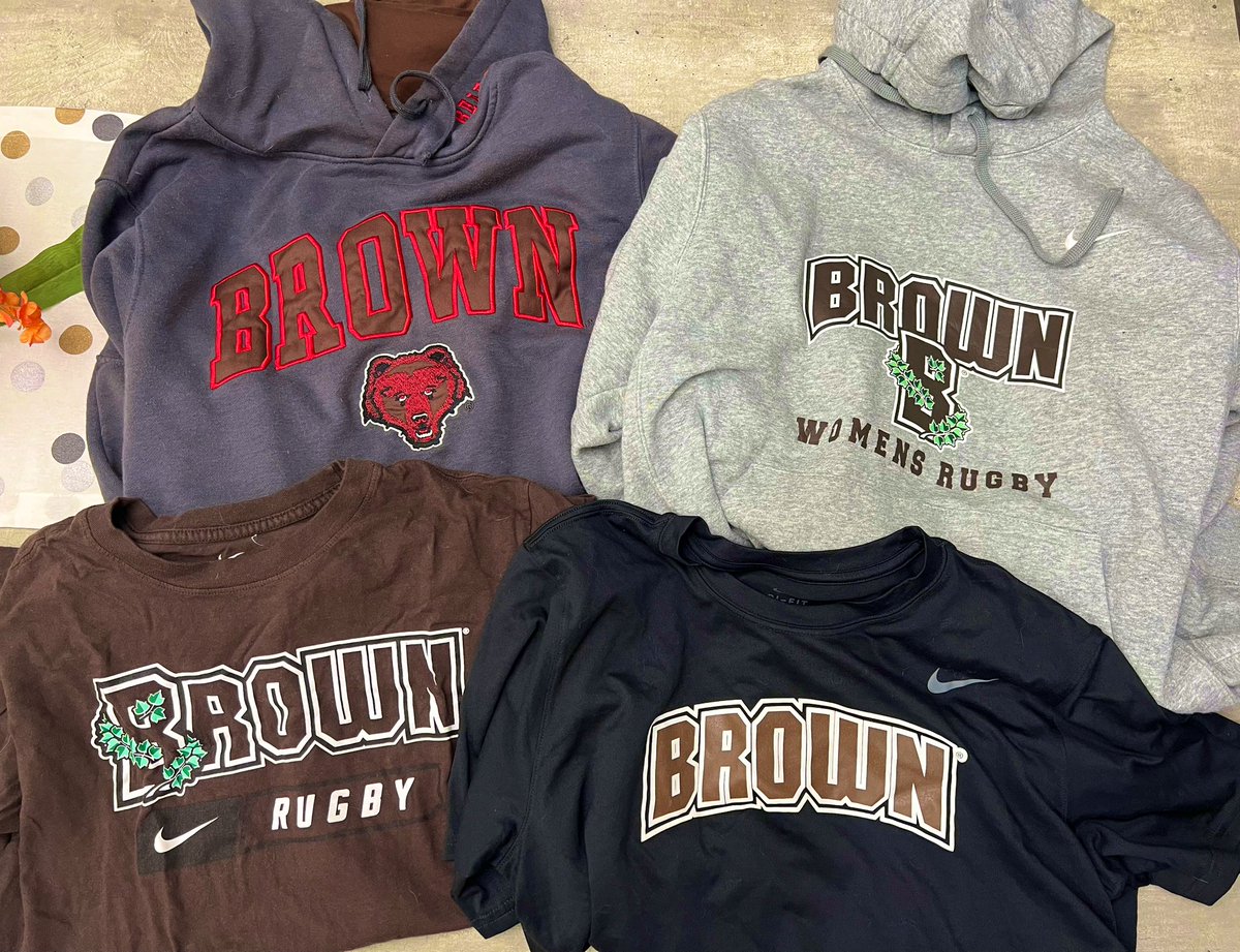 One of my best friends in the whole world Ros coaches rugby at Brown University and just brought us this amazing swag!!! #GoBruno