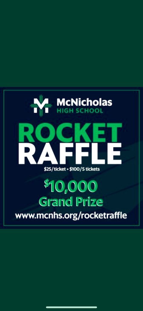 Rocket Raffle | Week 2 is over and we’ve begun the homestretch. Help the future of America and BeechMont by purchasing tuition assistance raffle tickets!

Help support McNick and have a chance to win $10 Gs next Friday, the 27th!

mcnhs.org/support-mcnick…

#BondedTogether