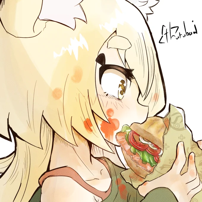 アップで見るとなかなかおいしそうに描けたサンドイッチ  