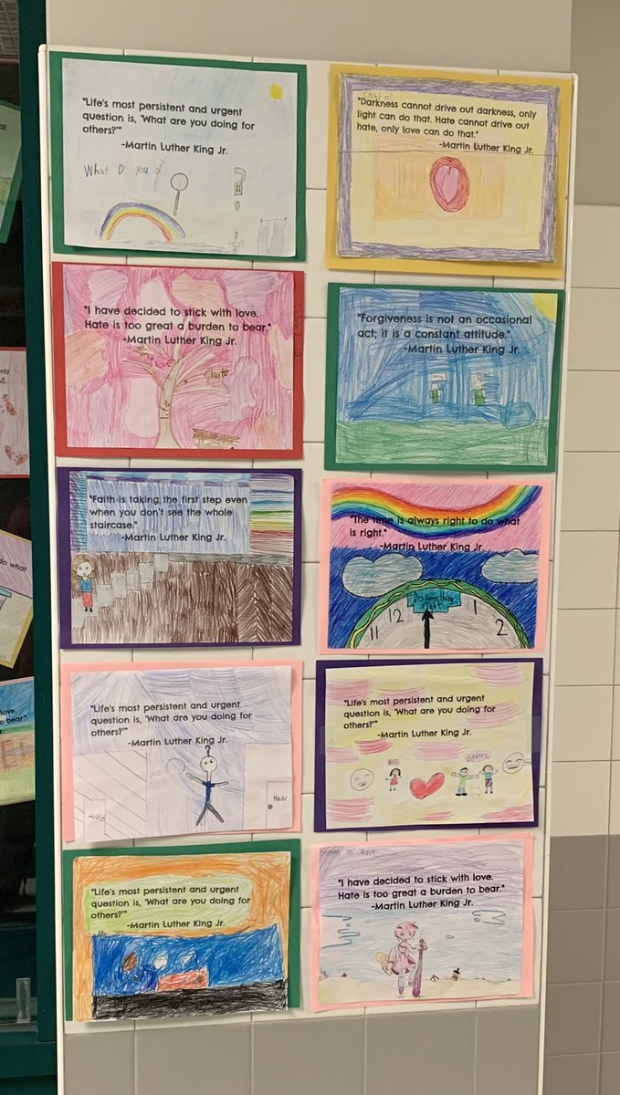 MsDant2_WLES's tweet image. Look at these beautiful 4th grade interpretations using quotes from Martin Luther King Jr. Truly amazing! @WillisLaneES #willisPRIDE #growthmindset