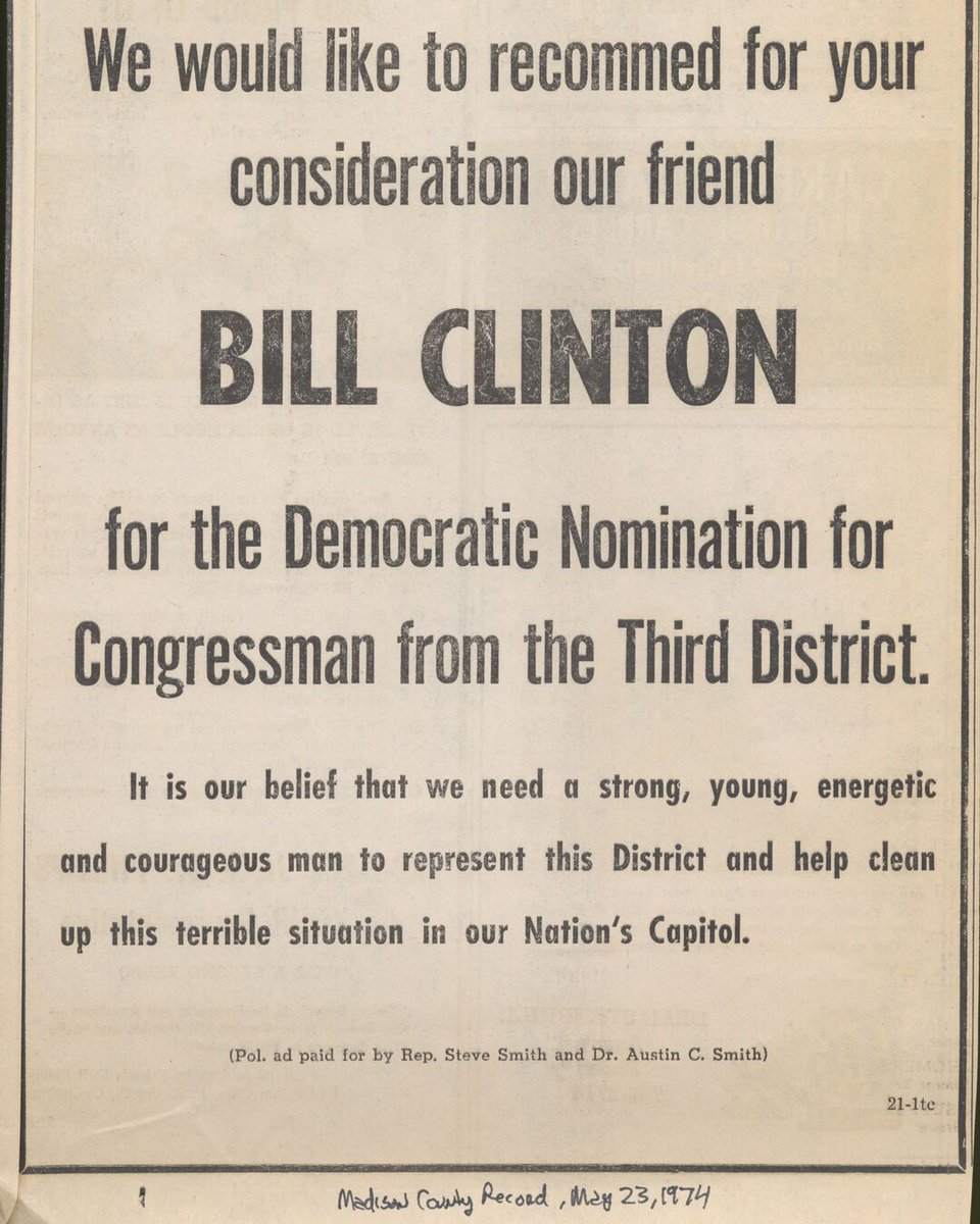 📌Short, simple, &amp; straight to the point. Political ads in the 70s were a bit different than they are today!

See more tidbits from history like this one every week at the #ClintonHouseMuseum. Admission is always free🤗

📍#FayettevilleArkansas
🕙Open Thu/Fri/Sat | 10am-4pm