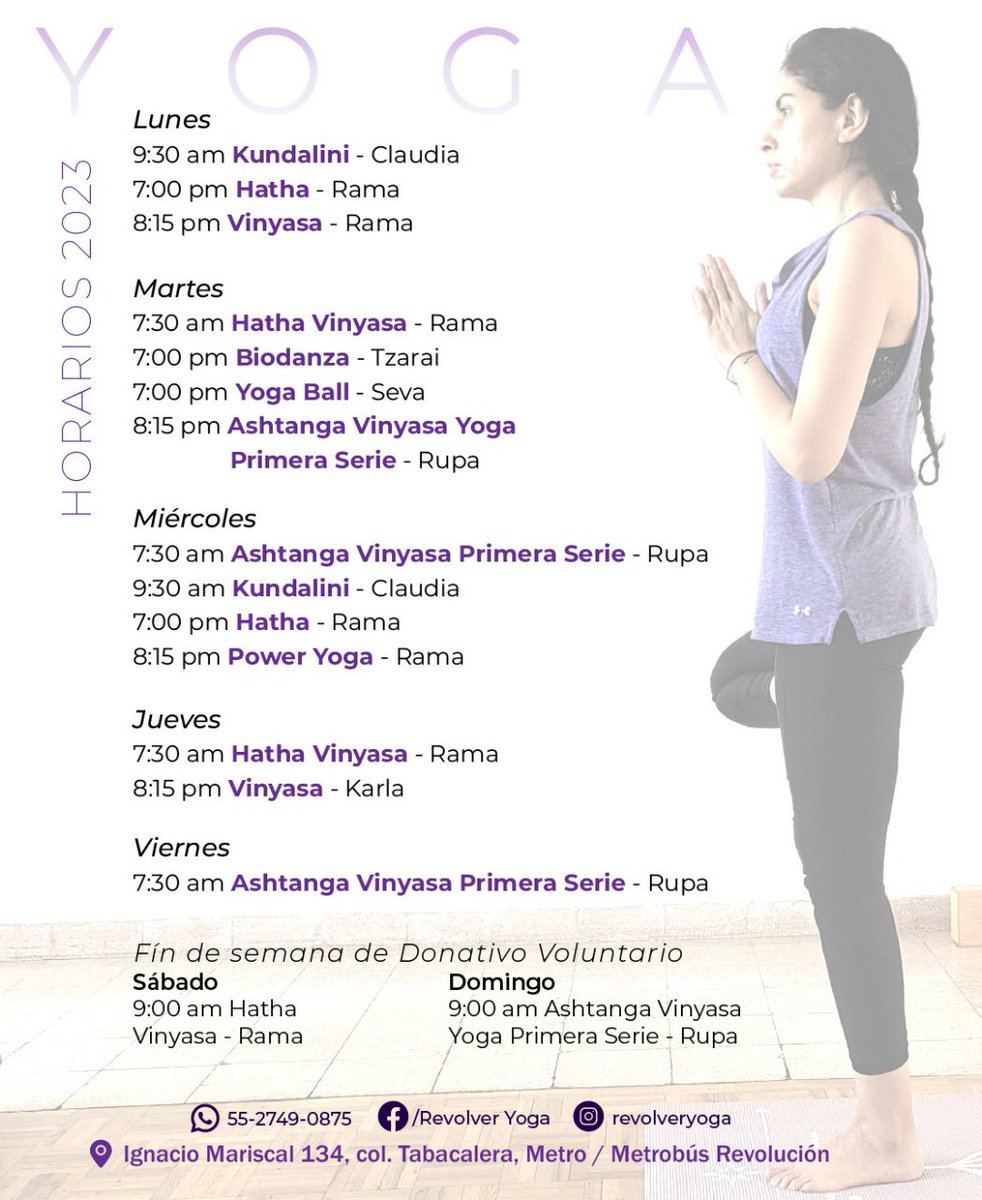 revolver_yoga's tweet photo. ¿Cuál es tu intención para este 2023?
¡Ven a practicar!
En #RevolverYoga tenemos paquetes para diferentes tipos de prácticas que te ayudarán a sentirte y estar mejor contigo.
#Yoga 🕉️
#Kundalini 🙏🏽
#Ashtanga 💪🏻
#Meditación 🧘🏽♀️ https://t.co/I2xJEnGobg