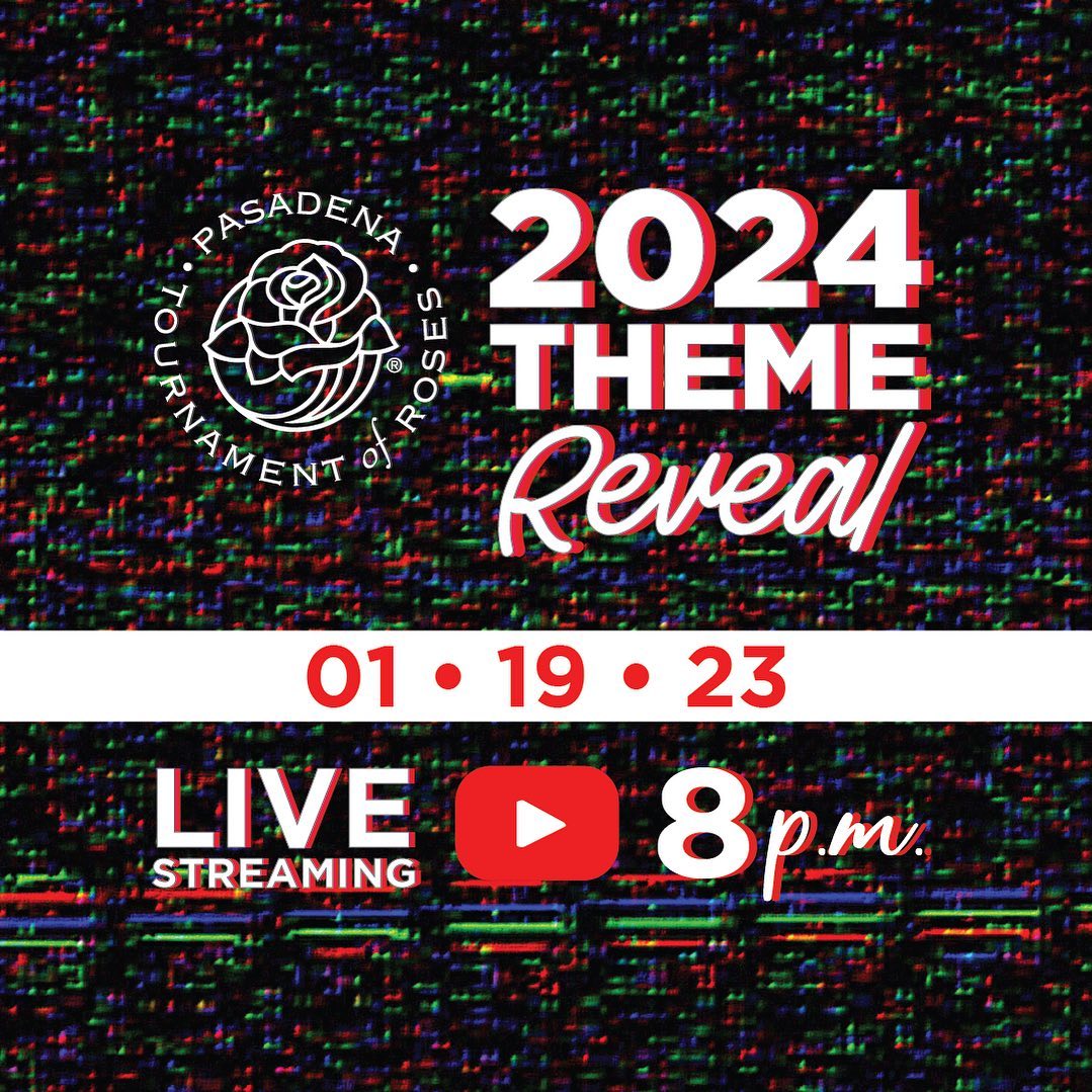 TONIGHT, the 2024 Tournament of Roses Theme will be revealed.
Join us for the announcement streaming LIVE from Tournament House in Pasadena at 8PM PST! 🎶

Watch Here!: youtube.com/watch?v=w2mZnV…