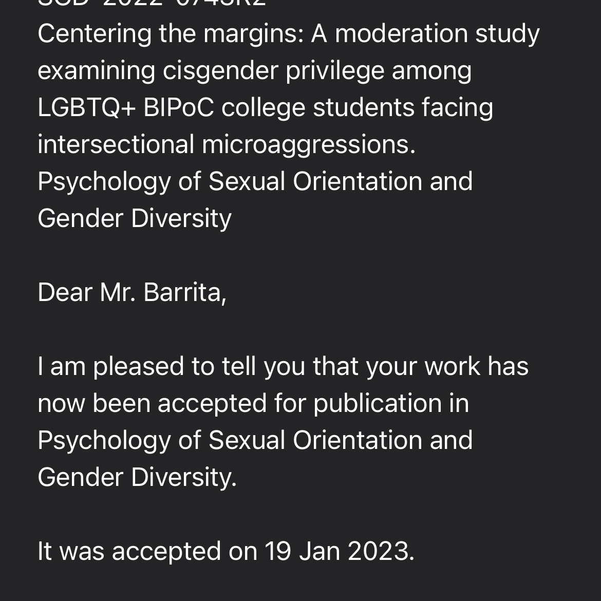 AldoBarrita's tweet photo. And just like that, it happened! I just got my first 1st-author peer-reviewed publication accepted!
😳❤️🔥🎉🏳️🌈
#IntersectionalMicroaggressions #Racism #Heterosexism impact on #SchoolRetention and how #CisPrivilege moderates these effects... Will share the pre-print soon https://t.co/eOLW0PvXZU