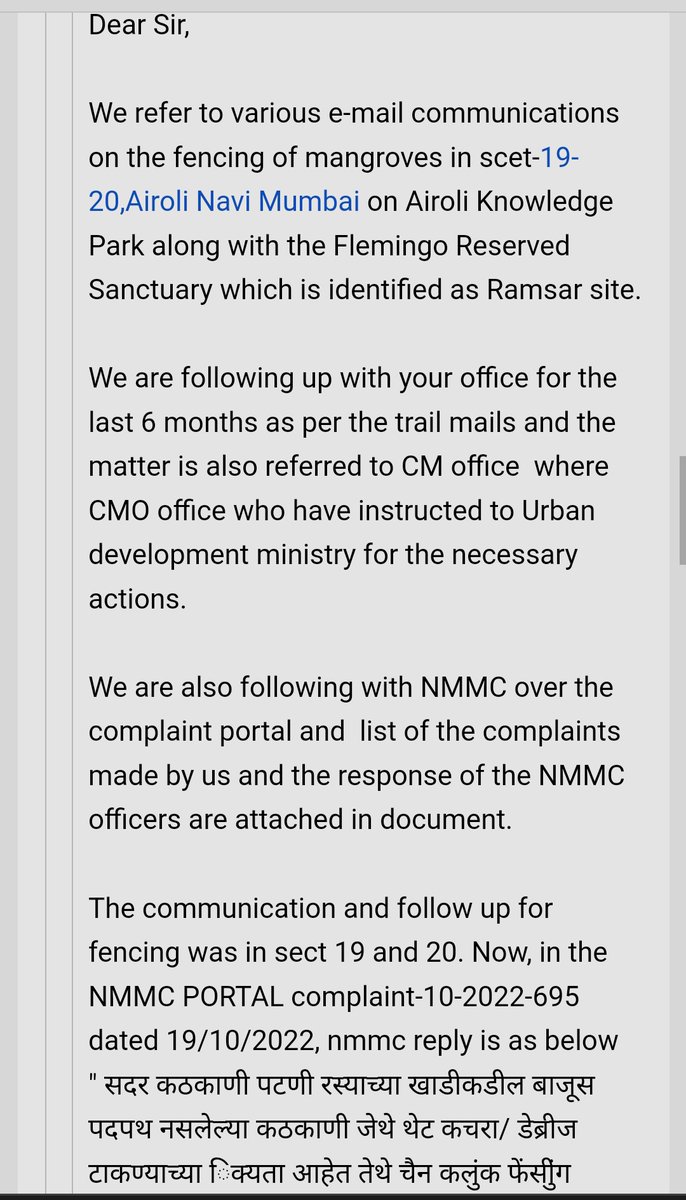 coursellence's tweet photo. @NMMCCommr @CMOMaharashtra @Dev_Fadnavis @PMOIndia @TOINaviMumbai 

We will be completing one year of follow-up with NMMC and other authorities  for fencing of the mangroves at sect 20 Airoli.Tonnes of debris are being thrown in creek.endangering marine life of Thane -Vashi creek https://t.co/T52TndmHgX