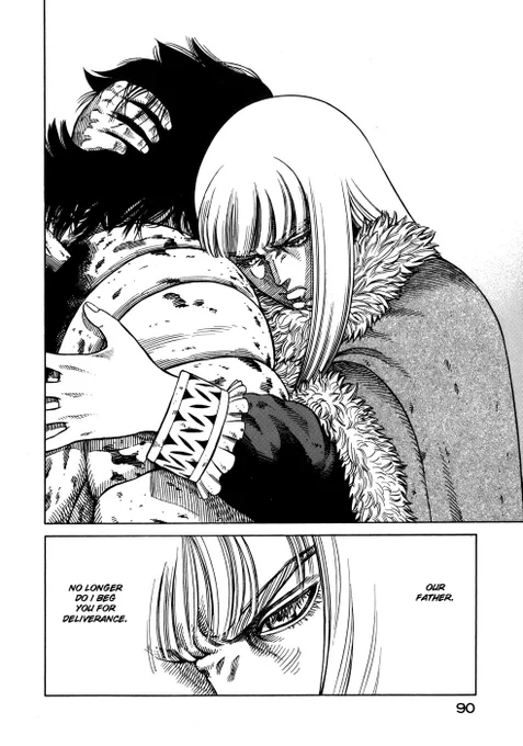 vinland saga 39it's normal to question beliefs after experiencing hardship, but i love the approach canute takes with it. paradise feels unattainable esp when it feels like everything is against you. instead of giving up on reaching it, he chooses to lead its creation on earth. 