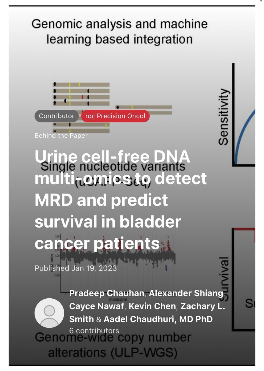 Aadel Chaudhuri, MD PhD (@aadel_chaudhuri) on Twitter photo If you liked the <a href="/Nature_NPJ/">npj Journals</a> paper, then read more about our perspective.
Blog piece out now in the <a href="/NaturePortfolio/">Nature Portfolio</a> Cancer Community.
Led by <a href="/pradeep198212/">Pradeep Chauhan</a>. Also <a href="/ShiangAlex/">Alex Shiang</a>, Cayce Nawaf, <a href="/KChen_MD/">Kevin Chen</a> and the great <a href="/ZacharySmithMD/">Zachary Smith</a>
cancercommunity.nature.com/posts/urine-ce… If you liked the <a href="/Nature_NPJ/">npj Journals</a> paper, then read more about our perspective.
Blog piece out now in the <a href="/NaturePortfolio/">Nature Portfolio</a> Cancer Community.
Led by <a href="/pradeep198212/">Pradeep Chauhan</a>. Also <a href="/ShiangAlex/">Alex Shiang</a>, Cayce Nawaf, <a href="/KChen_MD/">Kevin Chen</a> and the great <a href="/ZacharySmithMD/">Zachary Smith</a>
cancercommunity.nature.com/posts/urine-ce…