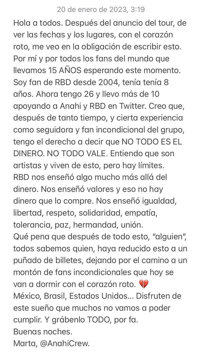 AnahiCrew's tweet photo. Creo que es necesario que alguien diga esto. RBD es mucho más que dinero. RBD es una generación completa que arrasó, y arrasa, el mundo. ❤️ https://t.co/0ali4KPhj7