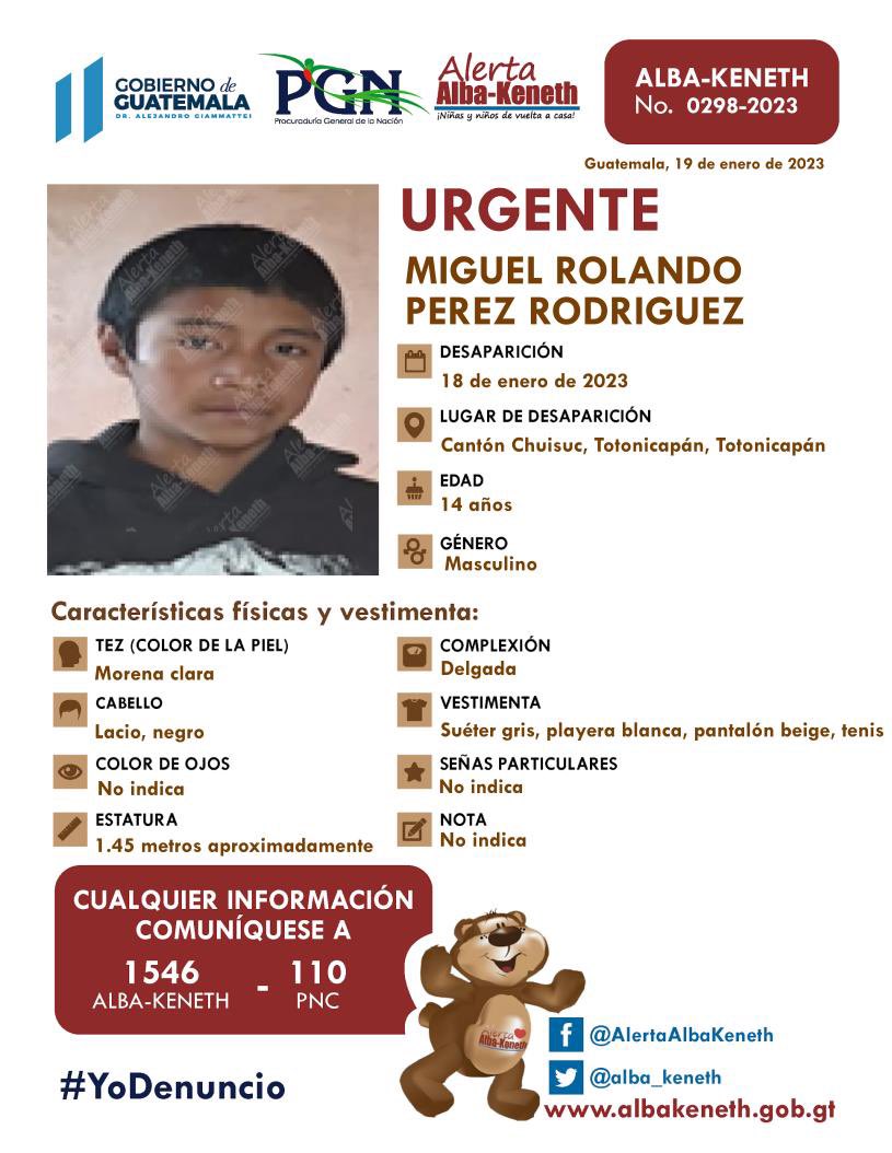 lavozdexela's tweet photo. BUSCAN A ADOLESCENTE | Familiares buscan a Miguel Rolando Perez Rodriguez, de 14 años, quien desapareció en Cantón Chuisuc, Totonicapán, Totonicapán.
#Conparte
📲La Voz de Xela / Anyeli Mejía https://t.co/stk3BLEpKS