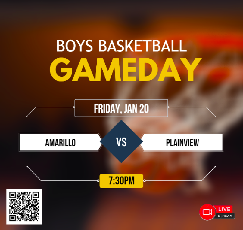 🚨 Varsity Boys Basketball
🏀 <a href="/_AHSBASKETBALL/">Amarillo Basketball</a> 
🆚 <a href="/Plv_Basketball/">Plainview Basketball</a> 
📅 Friday, Jan 20
⏰ 7:30pm
📺 Live Streaming ballertv.insidethegames.live/hsb.php
<a href="/sandstormsports/">Amarillo Sandies</a> <a href="/_AHSBASKETBALL/">Amarillo Basketball</a> <a href="/Plv_Basketball/">Plainview Basketball</a>