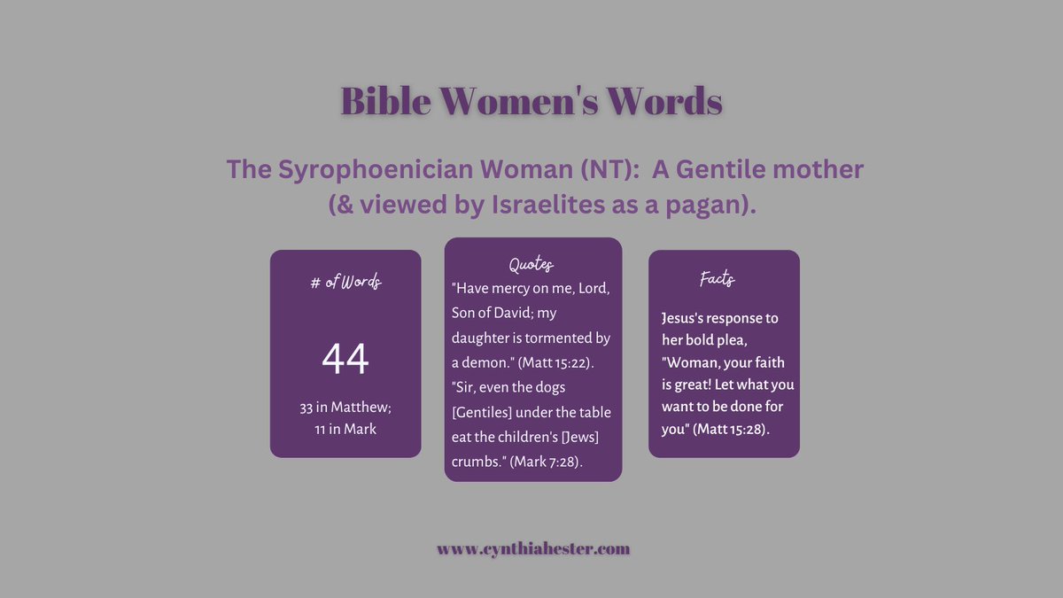 1CynthiaHester's tweet photo. Bible women's words (and men's) are "God-breathed and useful for teaching, rebuking, correcting and training in righteousness, so that the servant of God may be thoroughly equipped for every good work" (2 Tim 3:16–17).
#Biblewomen #wordsofwomen #teachingwomen https://t.co/xyH3du7Sh6