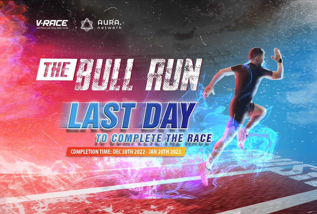 AuraNetworkHQ's tweet photo. ⏳ Tik tok, tik tok ⏳
Last day, last chance for all #Vrace The Bull Run athletes to complete the race.
Aside from the top 100 prizes, there're still more appealing gifts in our upcoming giveaway 🎁
🏃🏻 Feeling curious yet? Let’s focus and get ready for the late sprint! https://t.co/QoQPTOOQrO