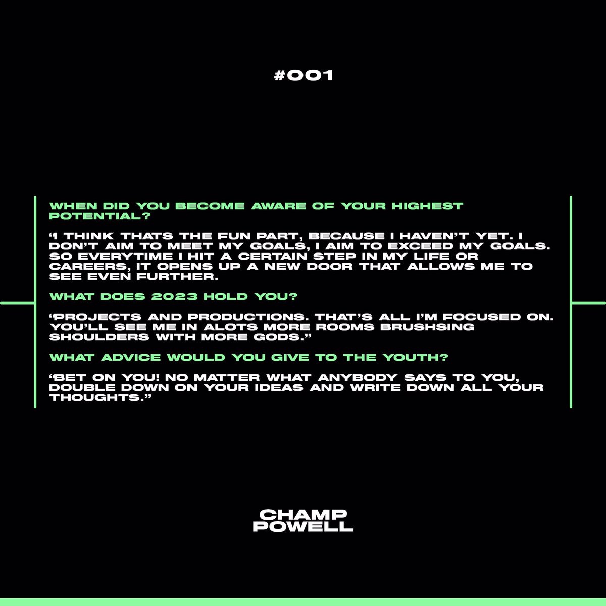 iamchamppowell's tweet photo. #001 • 🏆 https://t.co/c9MaMy9fsJ