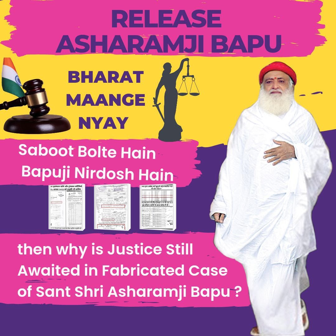 Anjuranglani4's tweet photo. INNOCENT Suffering 
Fake Allegations के चलते आज निर्दोष, वृद्ध संत बापूजी जेल पीड़ा सह रहे हैं, उनके खिलाफ सबूत ही नहीं हैं फिर भी आज तक न्याय नही दिया गया उन्हें,
Public In Support &amp; मांग करती है
#JusticeForAsharamBapu https://t.co/0lmMsHVu98