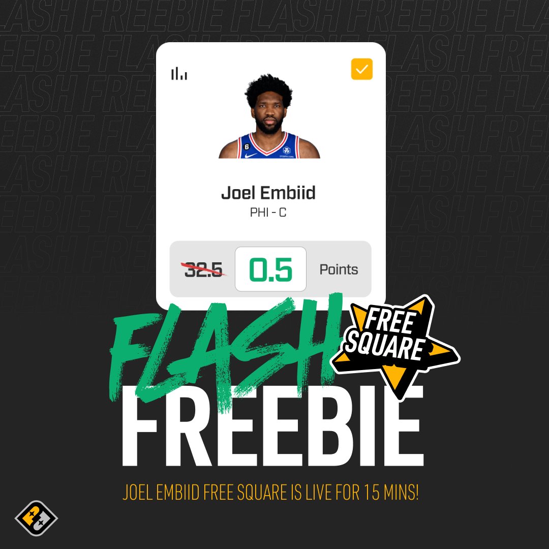 PrizePicks's tweet photo. Embiid Free Square is live ⏰🚨 https://t.co/o5KwjyCRwN