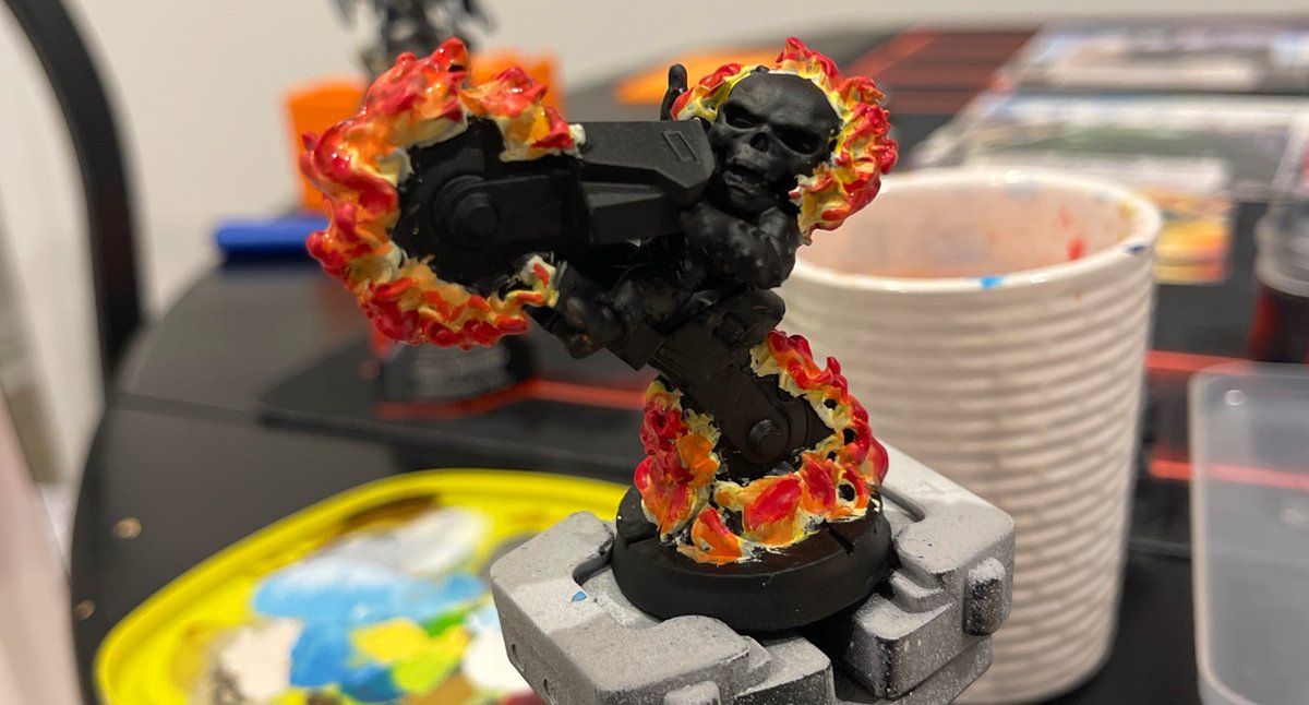RAGINxXxCAJUN's tweet photo. Working on the boy, my first attempt at fire so trying to do him justice #marvelunited #custommini https://t.co/9FhKhaFA89