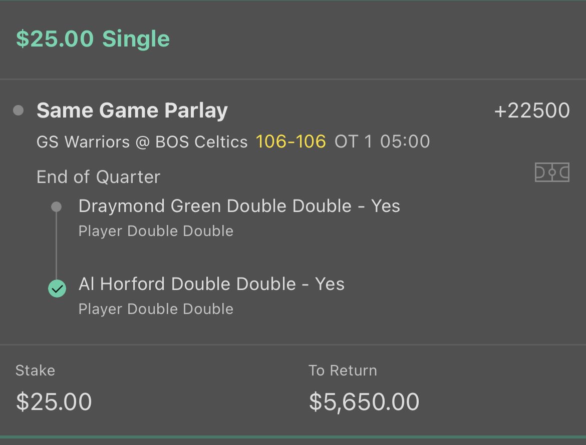 parlaycass's tweet photo. If Draymond Green scores ONE point this cashes!! Let’s goo! https://t.co/t2TNllNpkT