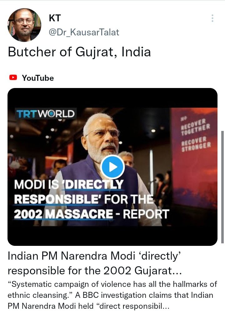 raqeebkhanppp's tweet image. تو اب دنیا اس موضوع پربات کررہی ہےجو ہمارےدوراندیش وزیرخارجہ بلاول بھٹوزرداری نےکچھ عرصہ قبل بین الاقوامی فورم پربات کرتے ہوئے کہی تھی اور ردعمل میں انہیں قتل کی دھمکیاں ملی۔
آج دنیامودی کےگجرات قتل عام پربحث کررہی ہے۔ 
#ButcherOfGujrat
#ModiDocumentaryRow 
#BBCDocumentaryRow