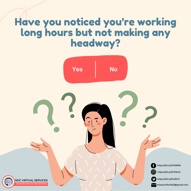 ndcvirtualsvcs's tweet photo. ☝️If this is the thing that you are experiencing, then it might be time to consider hiring a virtual assistant. 🙋‍♀️💯

Need Help? Connect with us!
📲 https://t.co/s0Kel5yPND
📧 ndcvirtualservices@gmail.com

#dependableva #virtualassistance
#ndcvirtualsvcs #admintask https://t.co/mvr1KcFjUP