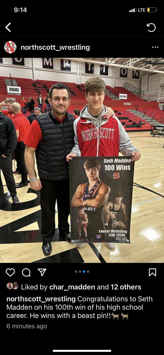 Congratulations to Seth Madden on his 100th win of his high school career. He wins with an exclamation with the pin!
