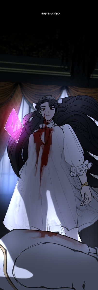 Unfortunately her father married her to a man from an alliance house
She felt miserable. Her husband kept pressuring her to have a child

One day she snapped and killed him
Because he was a very important noble, the sentence would be being executed by her own brother
She ran away 