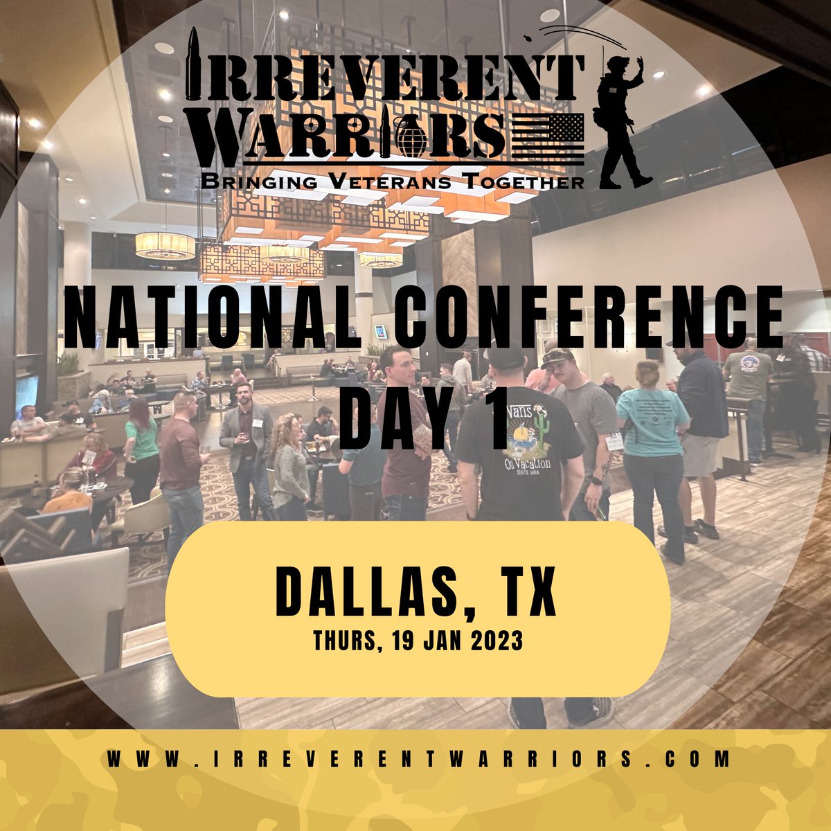 Wheels down: We are present and accounted for in Dallas! What a great first day. We are so grateful to be together. Good things are happening - stay tuned!

#irreverentwarriors | #silkieshike | #veteran | #community | #22untilnone | #suicideprevention | #iwnationalconference23