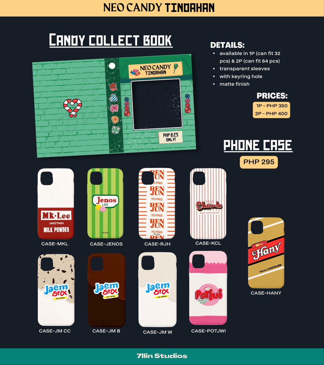 Ahhhh, candy! Welcome to Neo Candy Tindahan selling items inspired by your favorite classic pinoy sweets 🍬

price range: 130-400
interest check: poll below 

PS. Forms for this and collect book restock will open on Wednesday! See you then 🤍