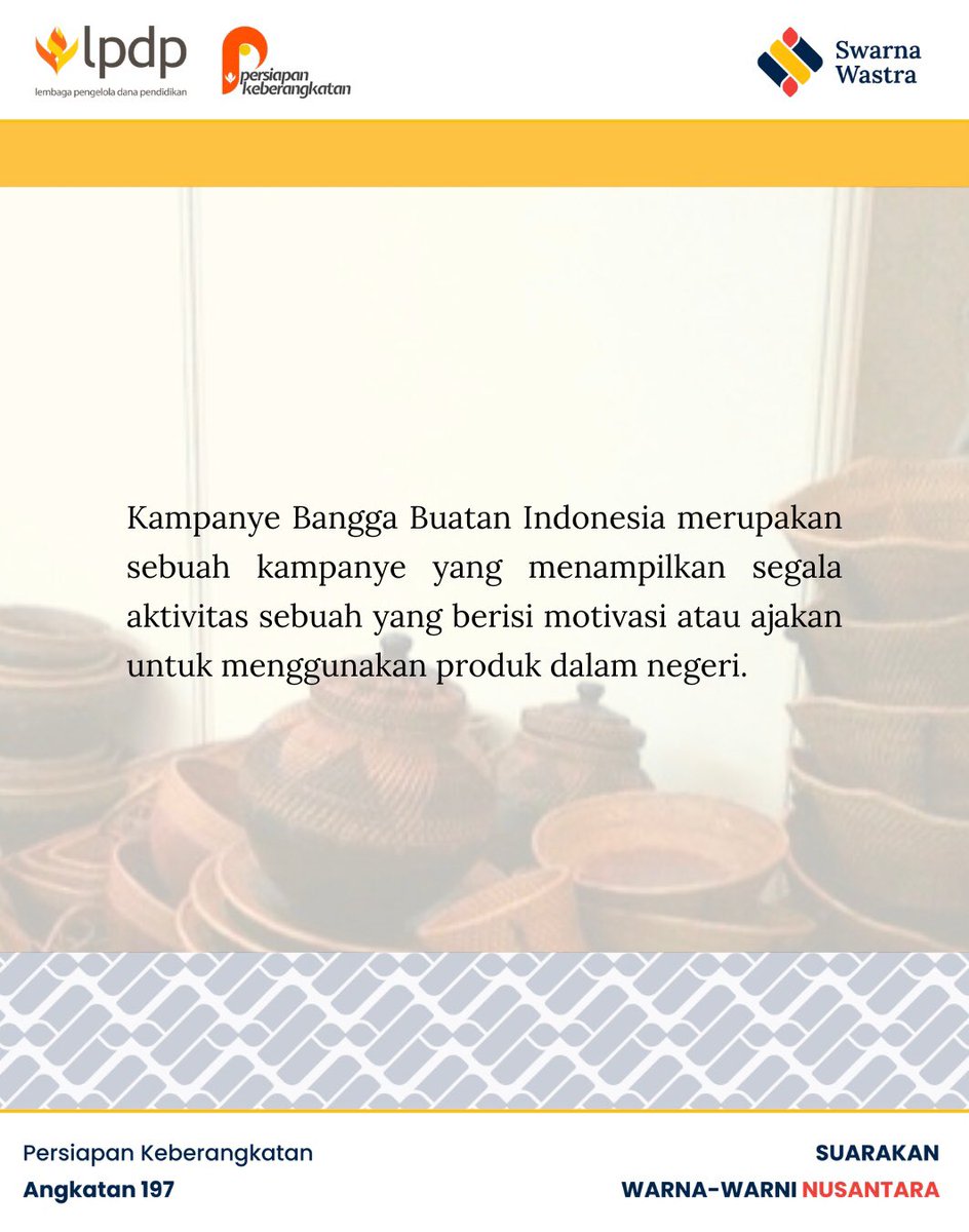 faizalldj's tweet photo. Hai Sobat Wastra
Ibu Sri Mulyani pernah berkata, “Jangan Pernah Lelah Mencintai Indonesia.”

Ya, masa depan perekonomian Indonesia ada di tangan manusianya. Yuk, pakai produk buatan Indonesia!

@LPDP_RI 
#diriuntuknegeri 
#akupastimengabdi
#sdmunggulindonesiamaju https://t.co/rjfBxT7090