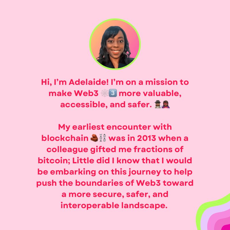 AdelaAtak777's tweet photo. Why Iโd like to be at #ETHDenver 2023:
@Web3Equity @floor #Web3 #WAGMI #STAFU #BUIDL @EthereumDenver @NFT_Talents @DltTalents @encodeclub @ekolance @Bankless_Africa @unitmasters @ChainIDE https://t.co/jAGHVt0892