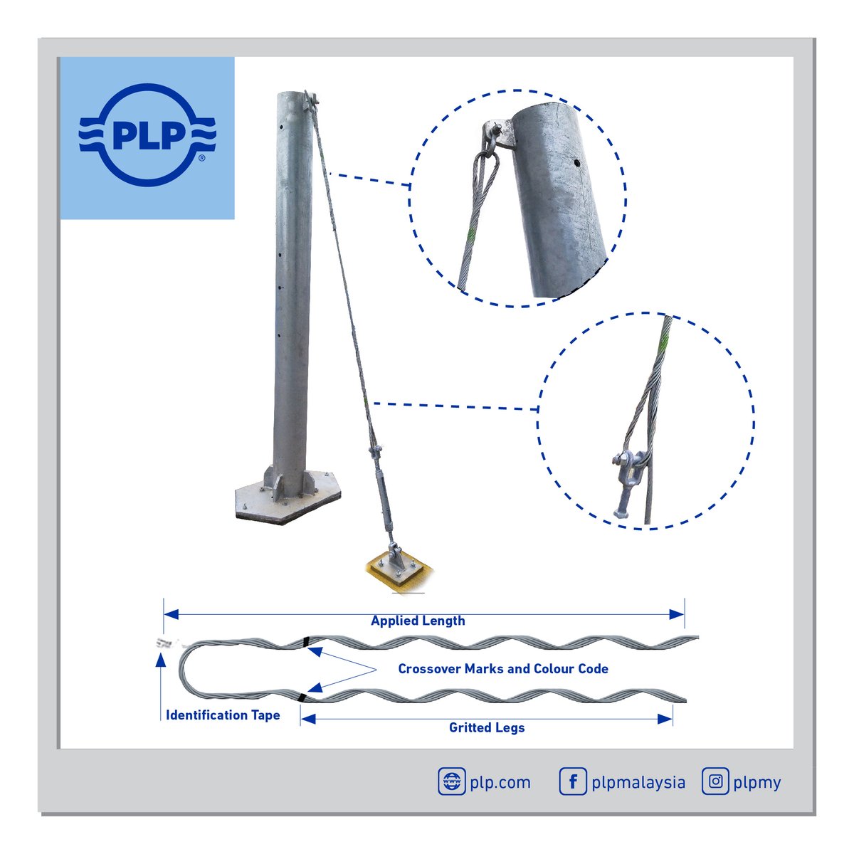 PLPMY1's tweet photo. GUY-GRIP Dead-ends, installed at the top, the breaker and the anchor, provide today’s most effective method for  securing guy strand. This unique, one-piece dead-end is neat in appearance and free from bolts or high-stress  holding devices. 
#PLPID #PLP #Energy #Electric https://t.co/dem1sXoLyM