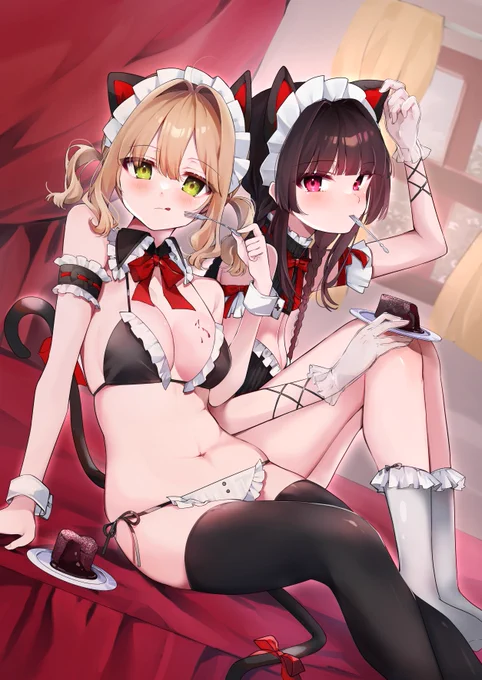 猫耳水着メイド#オリジナルイラスト 