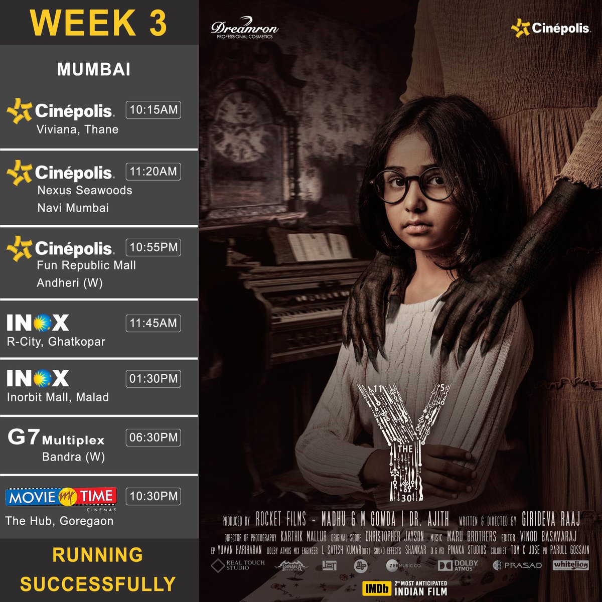 GiridevaRaaj's tweet photo. Watch your favourite #TheY movie at #PVR #INOX #cinepolis for just Rs.99 #CinemaLoversDay, Jan 20. #psychological #horror runs to packed houses &amp; entering its 3rd week with more screens. BOOK NOW https://t.co/jzX471ndoA 
#TheY #theyhindimovie #theymovie #offer
#rocketfilms https://t.co/dZyiJ2o2vr