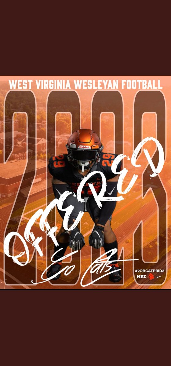 I'm blessed to have received an offer from <a href="/WVWCFB/">WVWC Football</a>  Thank you <a href="/AlwaysM12/">Marcus Spearman</a> GO CATS
<a href="/DexPreps/">DexPreps</a> <a href="/CoachSamAdams/">Sam Adams</a> <a href="/martaewyckoff/">CoachWyckoff</a> <a href="/BigORecruiting/">OxfordRecruiting</a> @Tavon_Lawson <a href="/CoachCochran77/">Coach Chad Cochran</a>