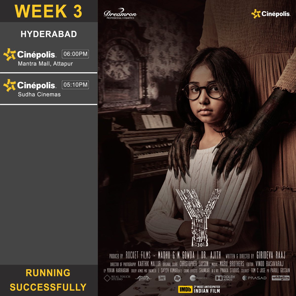 GiridevaRaaj's tweet photo. Watch your favourite #TheY movie at #PVR #INOX #cinepolis for just Rs.99 #CinemaLoversDay, Jan 20. #psychological #horror runs to packed houses &amp; entering its 3rd week with more screens. BOOK NOW https://t.co/jzX471ndoA 
#TheY #theyhindimovie #theymovie #offer
#rocketfilms https://t.co/ouxFufbgid
