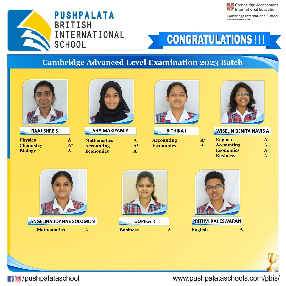 'Everything is possible with hardwork and persistence.' PBIS congratulates the students who have passed with flying colours in the Cambridge AL Examination 2022-2023.#ALResults #Cambridgeschools #Cambridgelearners #PBIS #Pushpalataschools