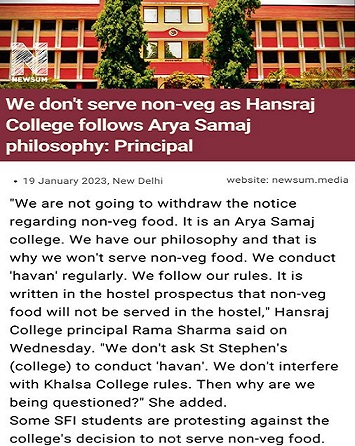 Kudos to Hansraj College @hrcduofficial .. Regardless of what garbage Stevens or Moody Ali eats.. It should be hammered thru numbskulls that get into colleges... that ITS A COLLEGE.. Not your mummy's dhaba or a Thookiya restaurant.. Eat what you get.. or SHUT UP & go elsewhere..