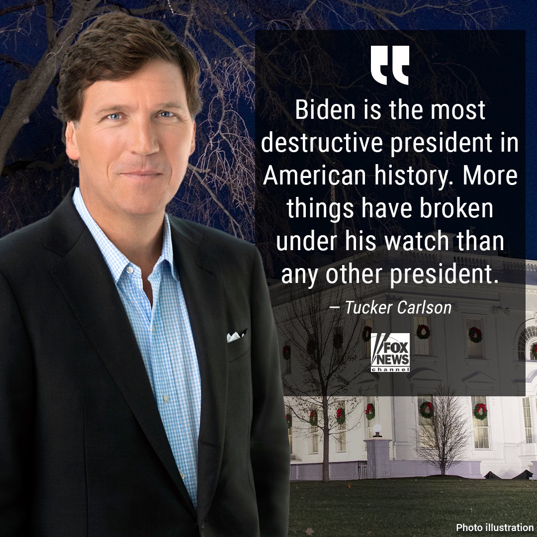 FoxNews's tweet photo. CLAWS OUT: @TuckerCarlson says it is clear that DC elites do not want President Biden to run again in 2024. https://t.co/n52aUP3Dsp https://t.co/94WUhbdzUy