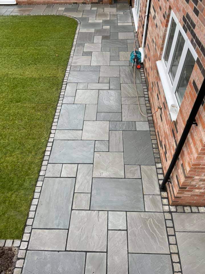 Impactpavingltd's tweet photo. Kandla Grey Indian sandstone patio #QualityFinishingTouches https://t.co/Q1q4gXOcXJ