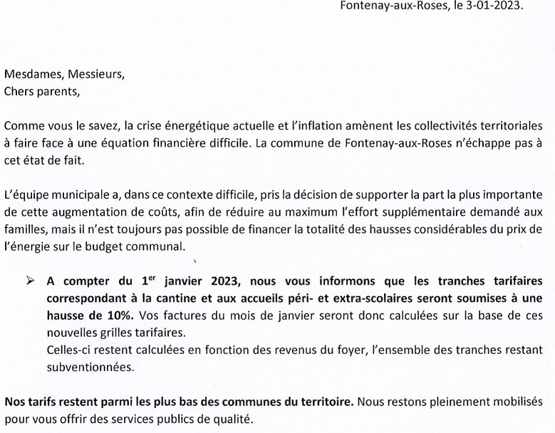 FarHabitant's tweet photo. Bonjour @fontenay92 un mail de ce type pour annoncer une hausse des tarifs logiquement la comm' ce fait 15 jours avant l'échéance et non 15 jours après l'entrée en vigueur de la dite augmentation.
Ne soyez pas surpris que vous receviez des plaintes de la part des Fontenaisiens en https://t.co/PiA5ttr7Tu