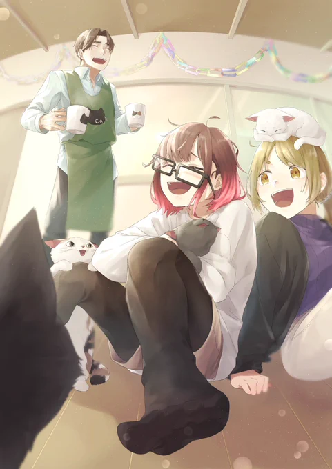 癒しの猫カフェ#オリジナルイラスト 