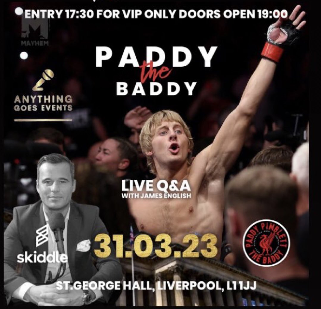 🚨 RT to be in for a chance to win 🚨

A signed glove and 2 VIP Meet and greet tickets for my live audience with UFC fighter paddy the baddy 👊🏼

<a href="/anything_events/">Anything goes events</a>