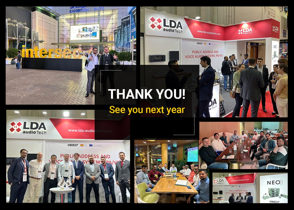 LDAAudioTech's tweet image. 🤩🤩 Just finished @IntersecExpo, and we&apos;re already thinking about next year! Thanks to our partners &amp;amp; customers and to our amazing teams in Saudi Arabia, Qatar, India and the head office in Spain, we are that big family with a bright future ahead of us.

#LDA #Intersec2023
