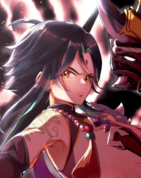 #魈イラストコンテスト#Xiao #原神 #GenshinImpact 『降魔大聖』制作過程はリプ欄に置いています。 