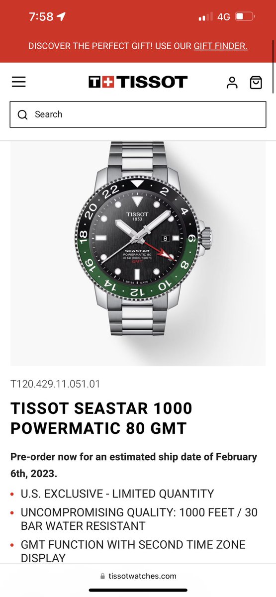 danielsemper's tweet image. The hype is on! This Feb 2023 Tissot will be launching the new TISSOT SEASTAR 1000 POWERMATIC 80 GMT. T1204291105101 🥳 #tissot @TISSOT #tissotau #seastar #gmt
