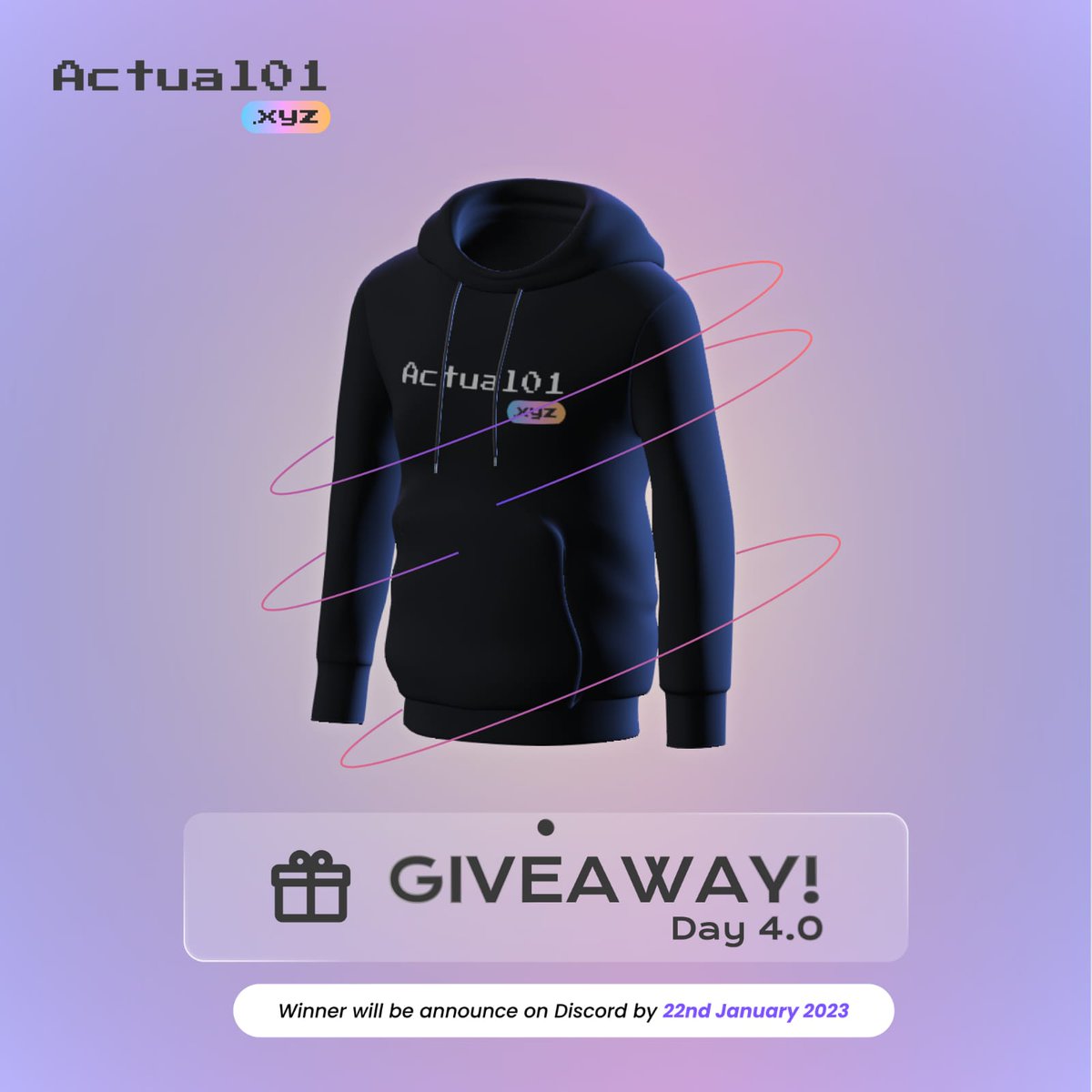 ActualOnexyz's tweet photo. Gm Buidlers!
Day 4🚀

Get a chance to win brand new ✨️ Actual01 hoodies ✨️ 

To participate
-Join waitlist(https://t.co/El2t1fO9VJ)💯
-Join discord( https://t.co/f1lODGOzAY )👥
-Tag 3 people 
-Retweet🔁

Bonus Point-  Follow @actual01xyz
Deadline: 21st Jan
#Actual01 #Giveaway https://t.co/IKLvDnr4oj
